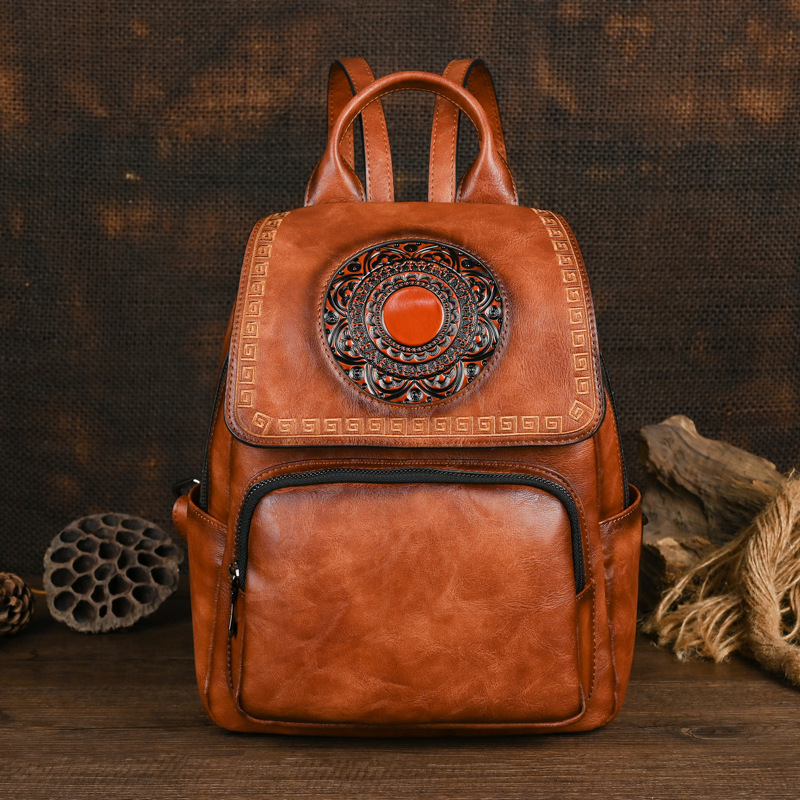 Johnature 2026 New Vintage Han - đánh giá và giá Leather Backpack Vintage